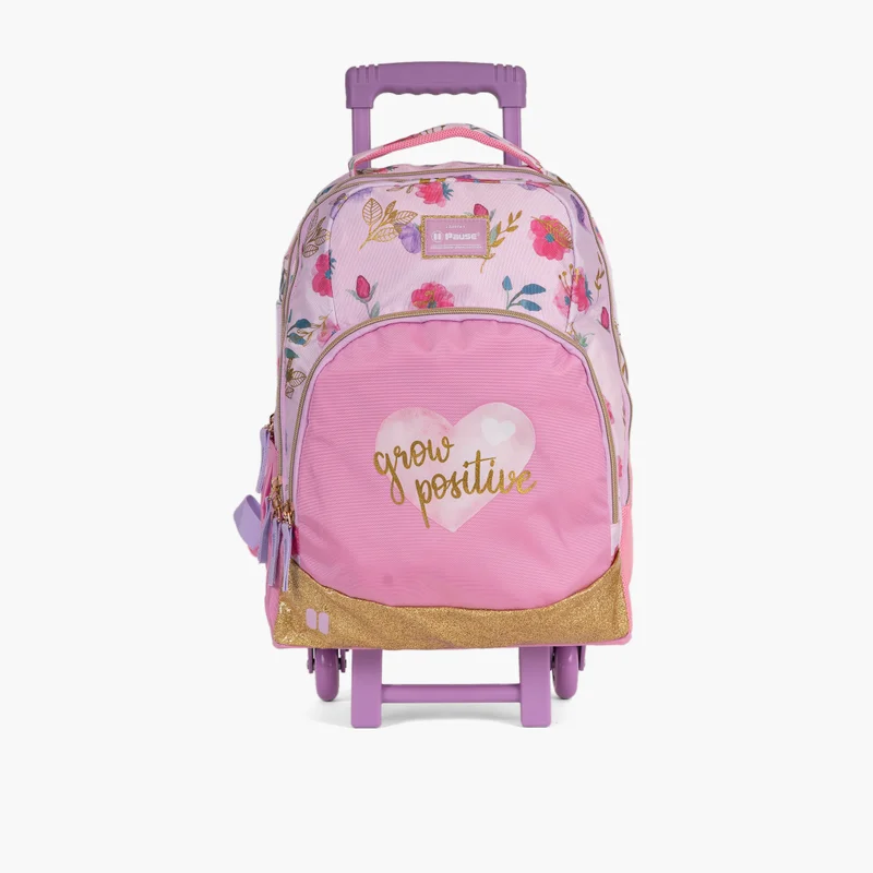 PAUSE 18-inch Floral Print Trolley Backpack with Retractable Handle - 28x13x45 cms